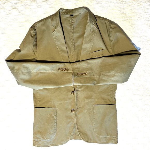J.Crew Factory Cotton Blend Light Olive Green Sport Coat Jacket Size 38 - Picture 4 of 8